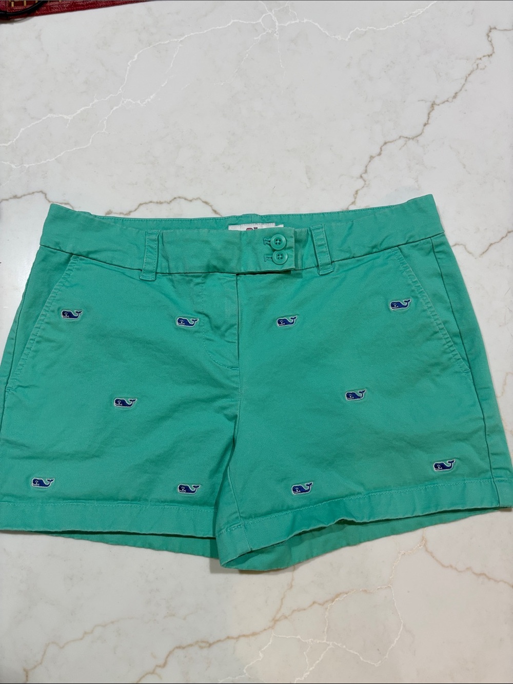 Vineyard Vines Teal Green Whale Embroidered Shorts